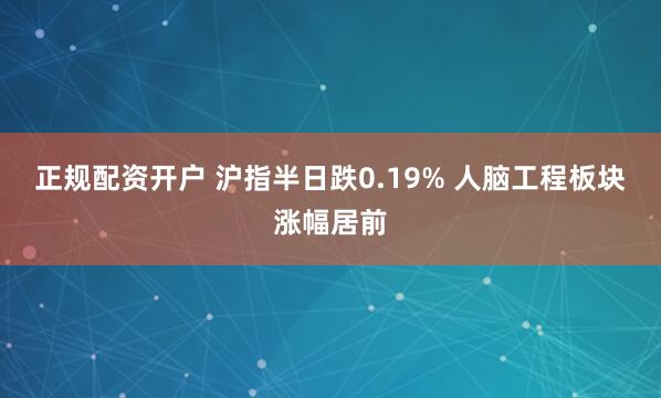 正规配资开户 沪指半日跌0.19% 人脑工程板块涨幅居前